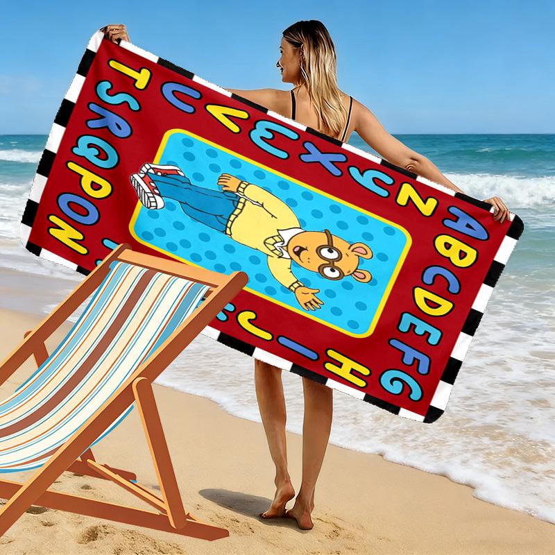 Arthur Cartoon Print Beach Towel, Large Soft Quick Dry Towel for Beach Camping Swimming