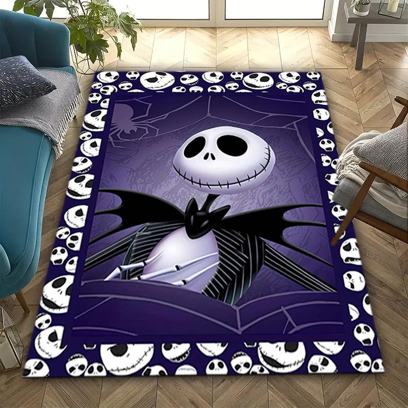 1PC Skull Dark Gothic Pattern Printed Carpet Rug for Living Room Bedroom Home Sofa Decoration,Non-slip Floor Mat Floor Mat