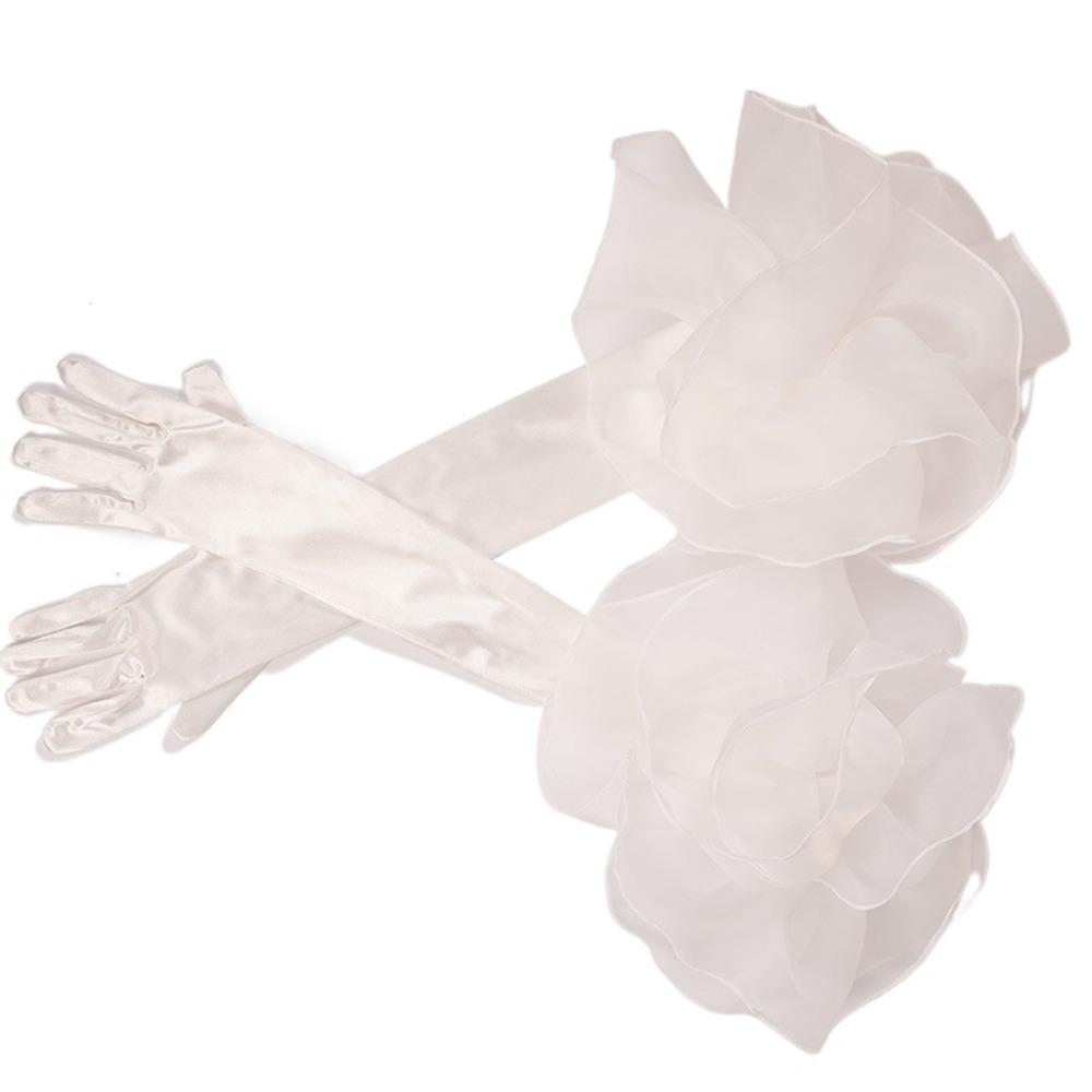 

Элегантные длинные эластичные свадебные перчатки, модные бархатные митенки с оборками для банкета белый