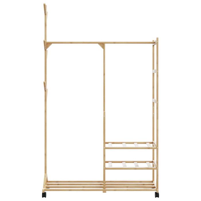 VidaXL Clothes Rack and Shelves and Wheels 100x38x175.5cm Bamboo, Coat Rack, Coat Rack with Shelf, 4008919
