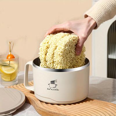 1 X 1700ml 304 Stainless Steel Instant Noodle Bowl with Lid, Large Capacity Water Filter, Working Kettle Rice Bowl Lunch Box