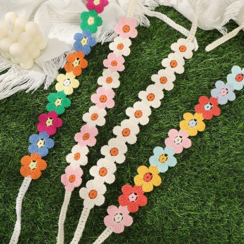 Countryside Style Flower Hair Bands Crochet Texture Hair Scarf Crochet Hair Bands Holiday Season