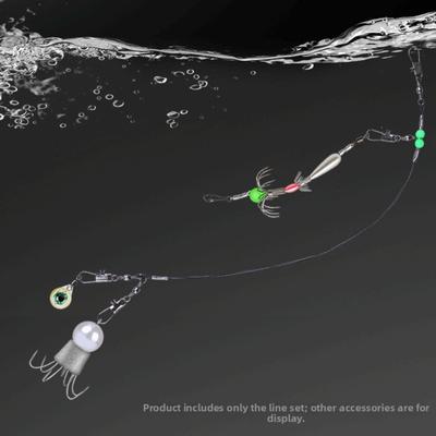 With Swivels Luminous Squid Jig With Snaps Wire Leader Hot Fishing Rig  Saltwater Fishing