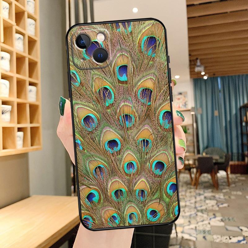 Peacock Feathers Phone Case For iPhone 16 17 Pro Max 15 14 13 11 12 Pro Max Mini 15 16 Plus 16e 17 Air Cover