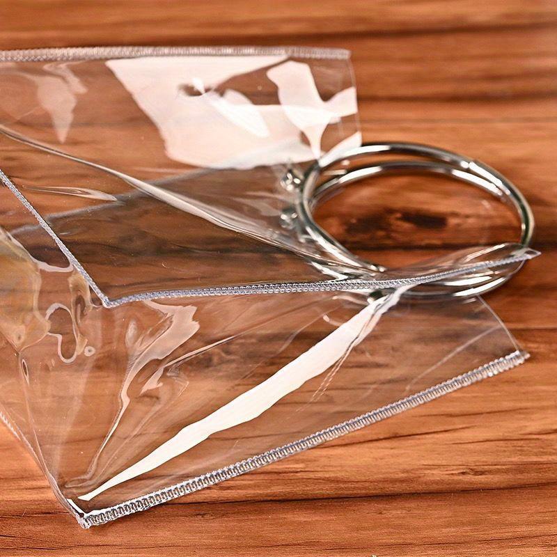 

1 шт. Прозрачный подарочный пакет, Модный прозрачный ПВХ подарочный пакет с металлическим кольцом, Свадебный подарочный пакет, Подходит для магазинов