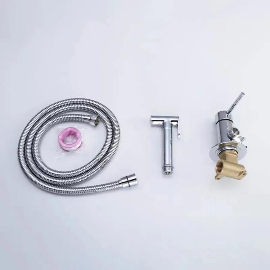 Bathroom Black Bidet Faucet Portable Toilet Bidet Sprayer Brass Toilet Bidet Faucet Hygienic Shower Hot Cold Water Toilet Faucet