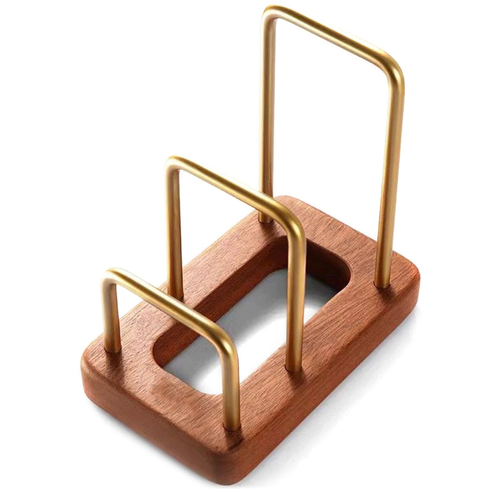 

Chopping Board Rack with Wood Base Multi Layer Lid Holder Baking Plate Pan Storage Organiser Cabinet Accessory for Home Kitchen