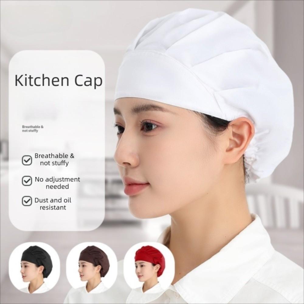 Unisex Oil Fume Proof Catering Cap Hygienic Dustproof Adjustable Chef Hat Flat Top Cotton Kitchen Work Hat Restaurant Kitchen