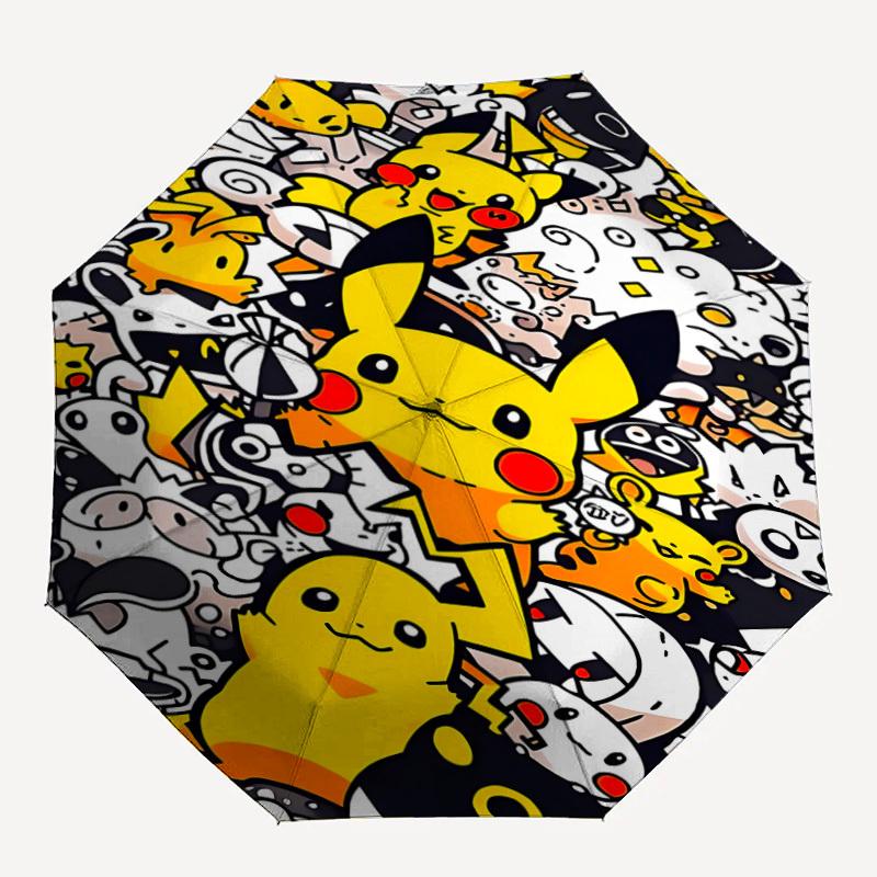 1pc Pikachu Pokemon Automatic Folding Umbrella, Sturdy And Durable Automatic Folding Umbrella with 8 Ribs, a0911066