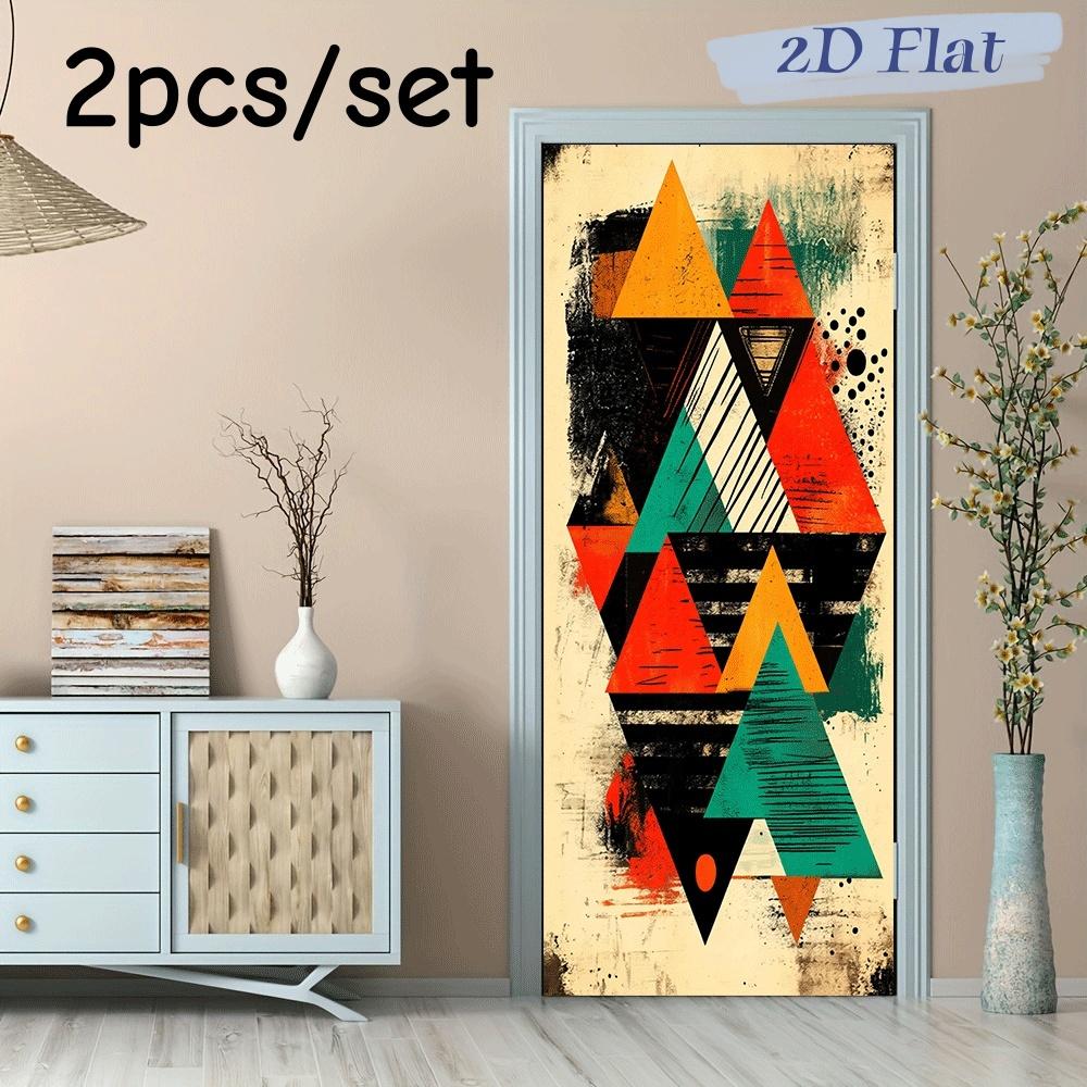 

2pcs modern abstract geometric triangle wall stickers creative home decoration stickers self-adhesive removable bedroom living r (as the picture,38.5x200cmx2)
