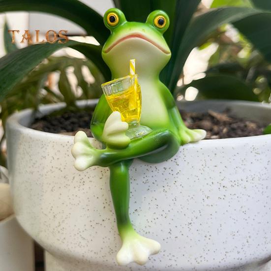 3 stk/sett Mini drikkende frosk figur stående sittende liggende tegneserie frosk statue harpiksskulptur utendørs hage blomsterpotte klemmer pynt
