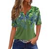 Women's T Shirt Tee Print Button Short Sleeve Daily Weekend Fashion Basic V- Neck Regular Top  St. Patrick's Day