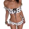 Summer Polka Dot Off-Shoulder Ruffle Bikini for Women