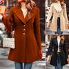 Abrigo de Lana Mezclada para Mujer, Estilo Nuevo Otoño Invierno, Cuello Alto, Corte Ajustado, Color Sólido, Moda, Temperamento