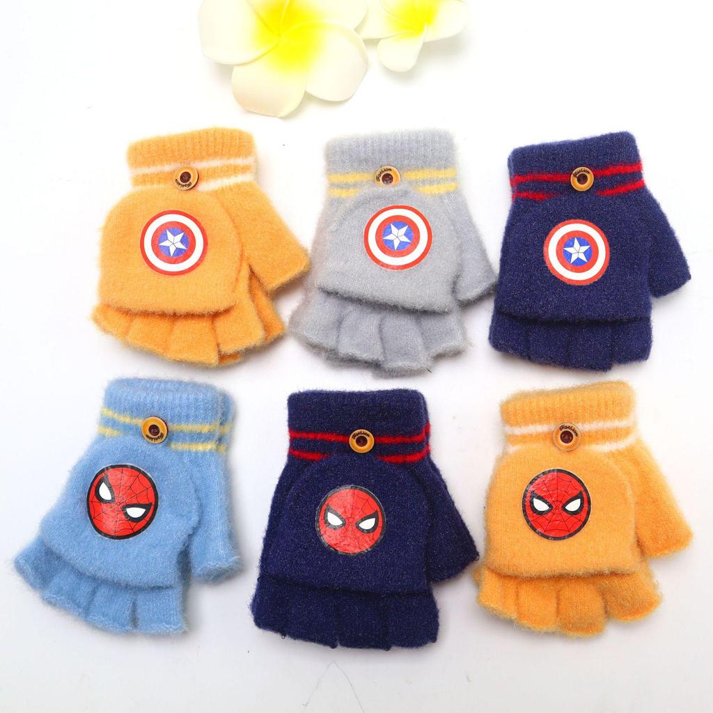 Guanti Invernali Mezza Dita Marvel Spider-Man per Ragazzi: Accessori per Studenti Caldi Ispirati ai Cartoni Animati