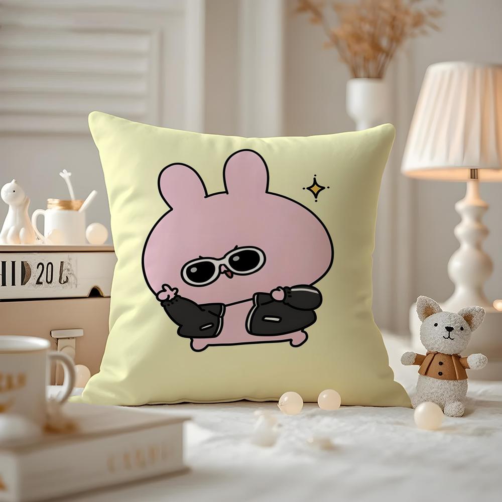 

Cartoon AAsamimichan Cute Bunny Cushion Cover Antidustmite Pillowcase Invisible zipper silky short plush Sofa cushion cover 30X30cm