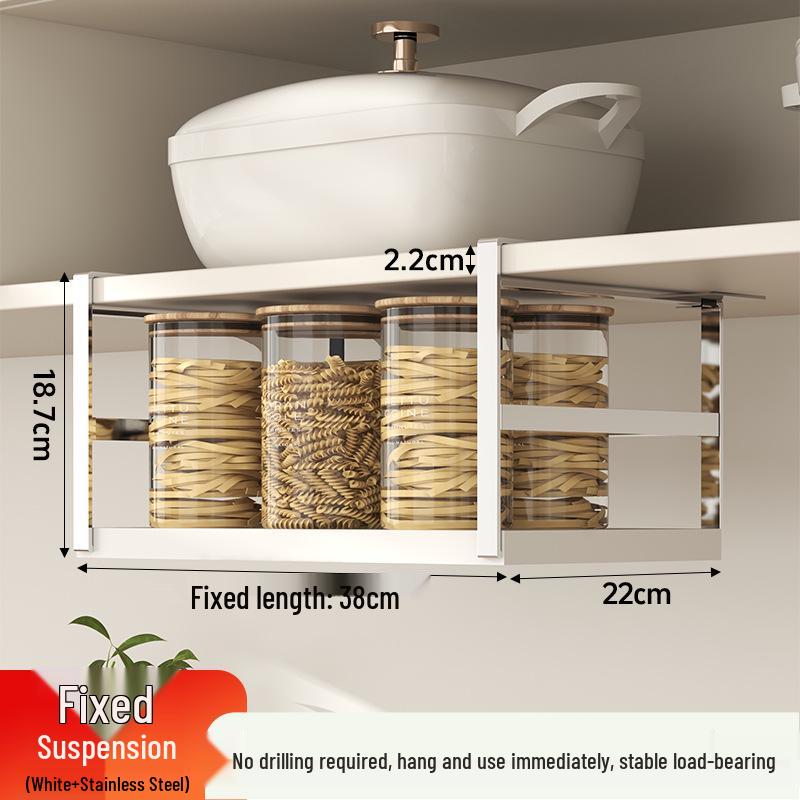 Retractable Kitchen Hanging Storage Rack for Paper, Cling Film, and Utensils