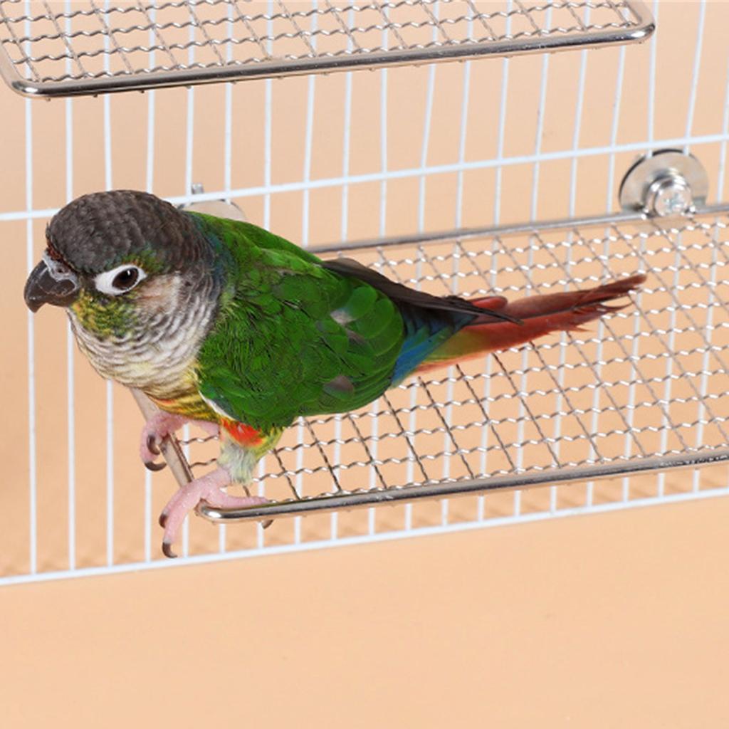 Bird Cage Accessories Stainless Steel Parrots Perch Platform Stand Shelf for Small to Large Bird Resting Jumping Stand