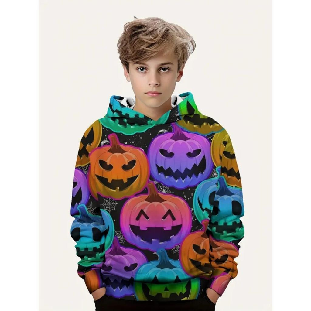 Children's 3D printed boy and girl hooded sweatshirt, children's autumn and winter casual fashion pullover sweatshirt, hoodie