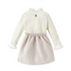 Winter Girls Lace Collar Sleeve Top Bowknot Short Skirt Two-piece Set