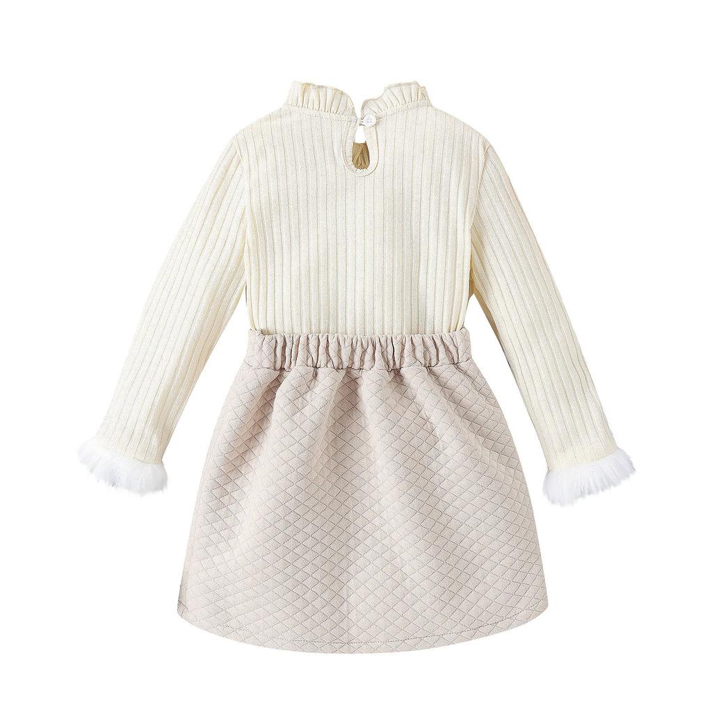 Winter Girls Lace Collar Sleeve Top Bowknot Short Skirt Two-piece Set