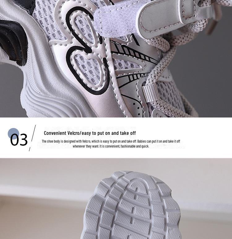 Boys' Toddler Non-Slip Breathable Mesh Athletic Shoes, Age 1-5, Soft Bottom, Spring/Autumn.