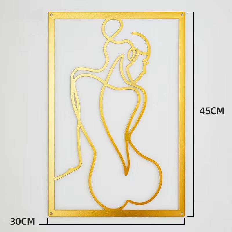 Modern Simple Abstract Female Line Decoration Background Wall Living Room Wall Decoration Hanging Painting Metal Material