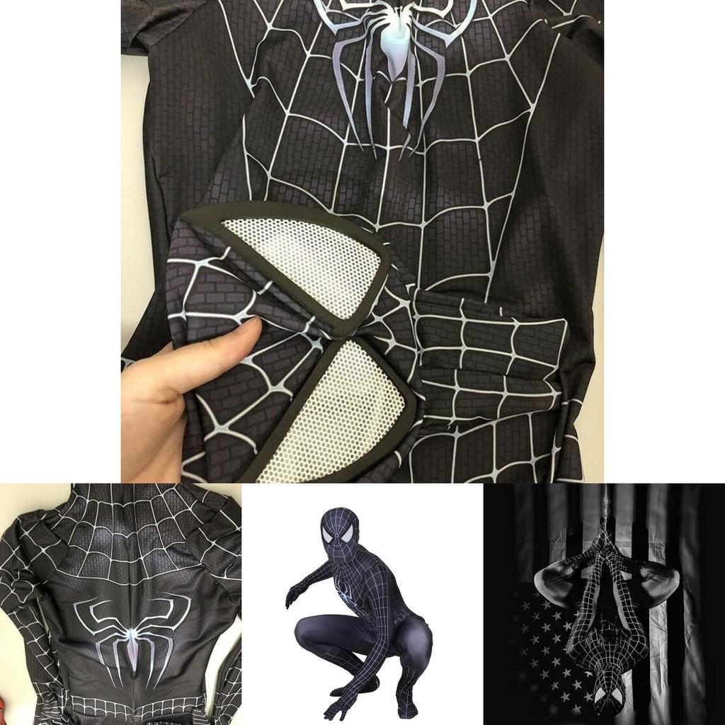 Breathable And Elastic Spiderman Black Venom Zentai Suit With See-through Eyes