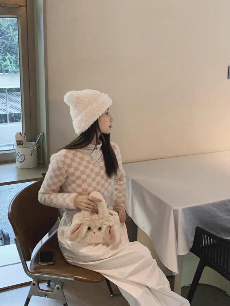 Winter 2025 Niedliche Cartoon-Hase Plüsch Umhängetasche für Frauen und Mädchen