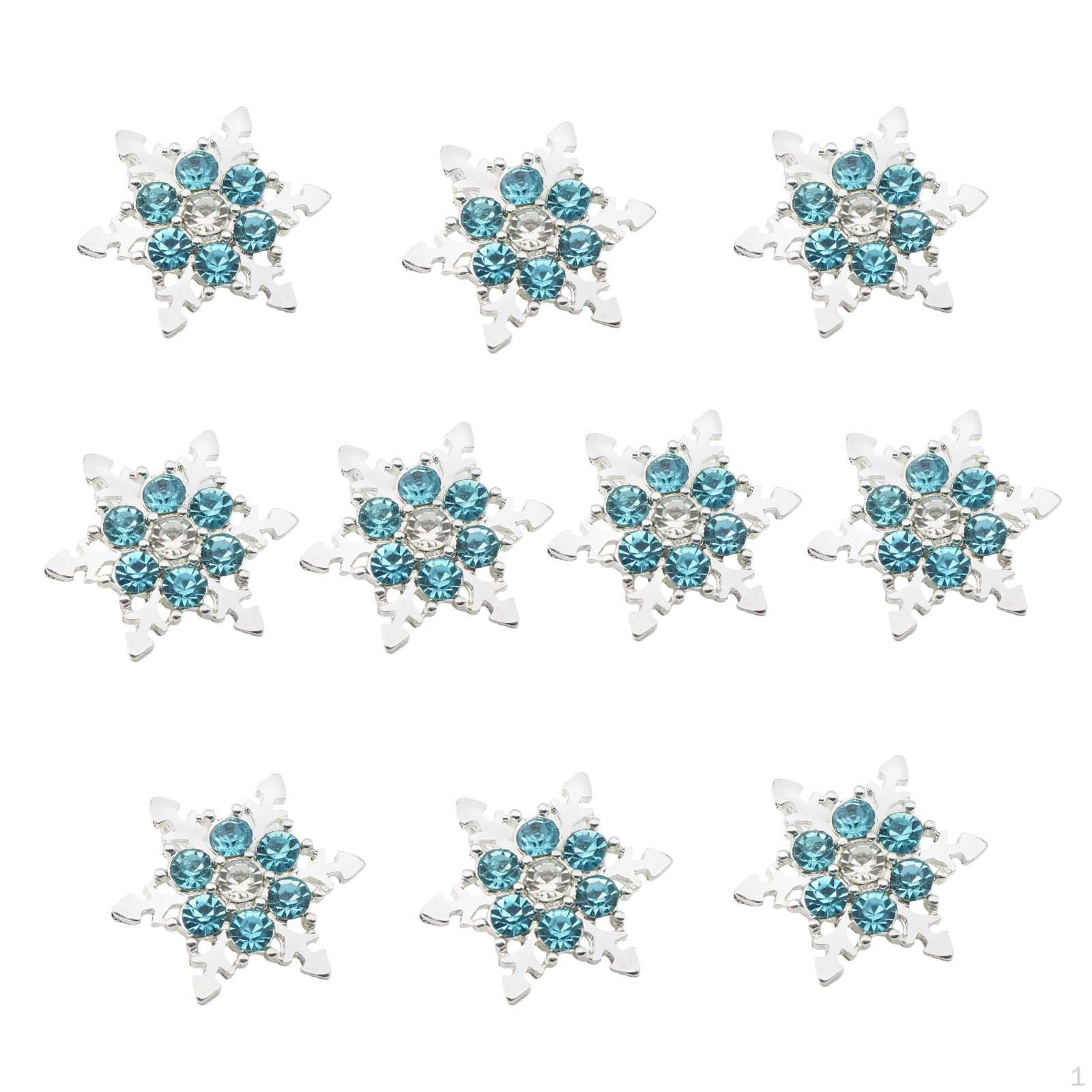 

10Pcs Snowflake Rhinestones Pendants Necklace Diy Sets Bracelets Dangle Charms Brooch Links
