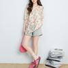 DIMANAF 2026 Plus Size Summer Beach Women T-Shirts Casual Lady Tops Tunic Tees Shirt Oversize Loose Floral Print Knitted