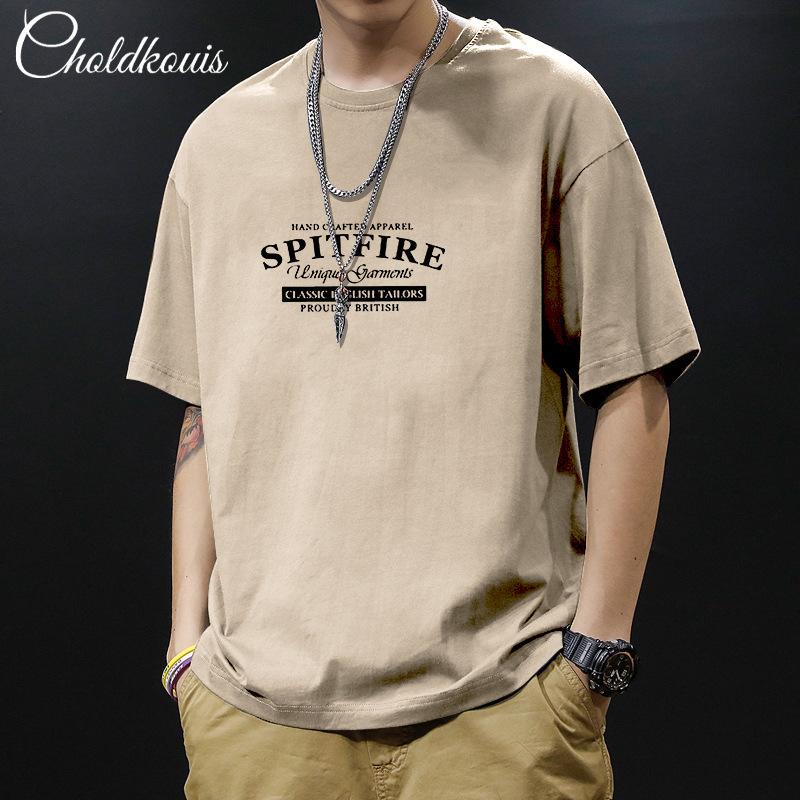 Simple T-shirt Men's print Summer Trendy Printed Cotton Short Sleeved Loose Trendy Breathable T-shirts