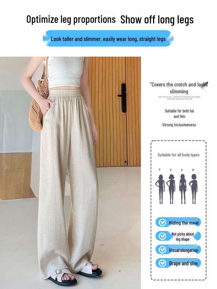 Women's Wide-Leg Lyocell Pants - 2026 Summer Breathable Tencel Linen, Casual Straight-Leg Design
