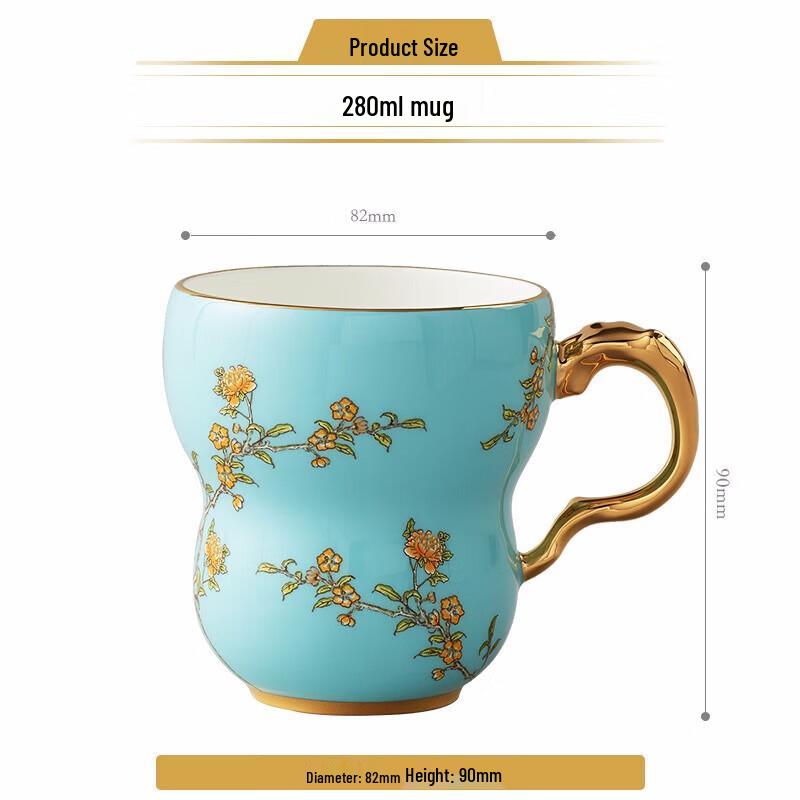 Auratic Madame Porcelain West Lake Blue Orchid Heart Single Cup