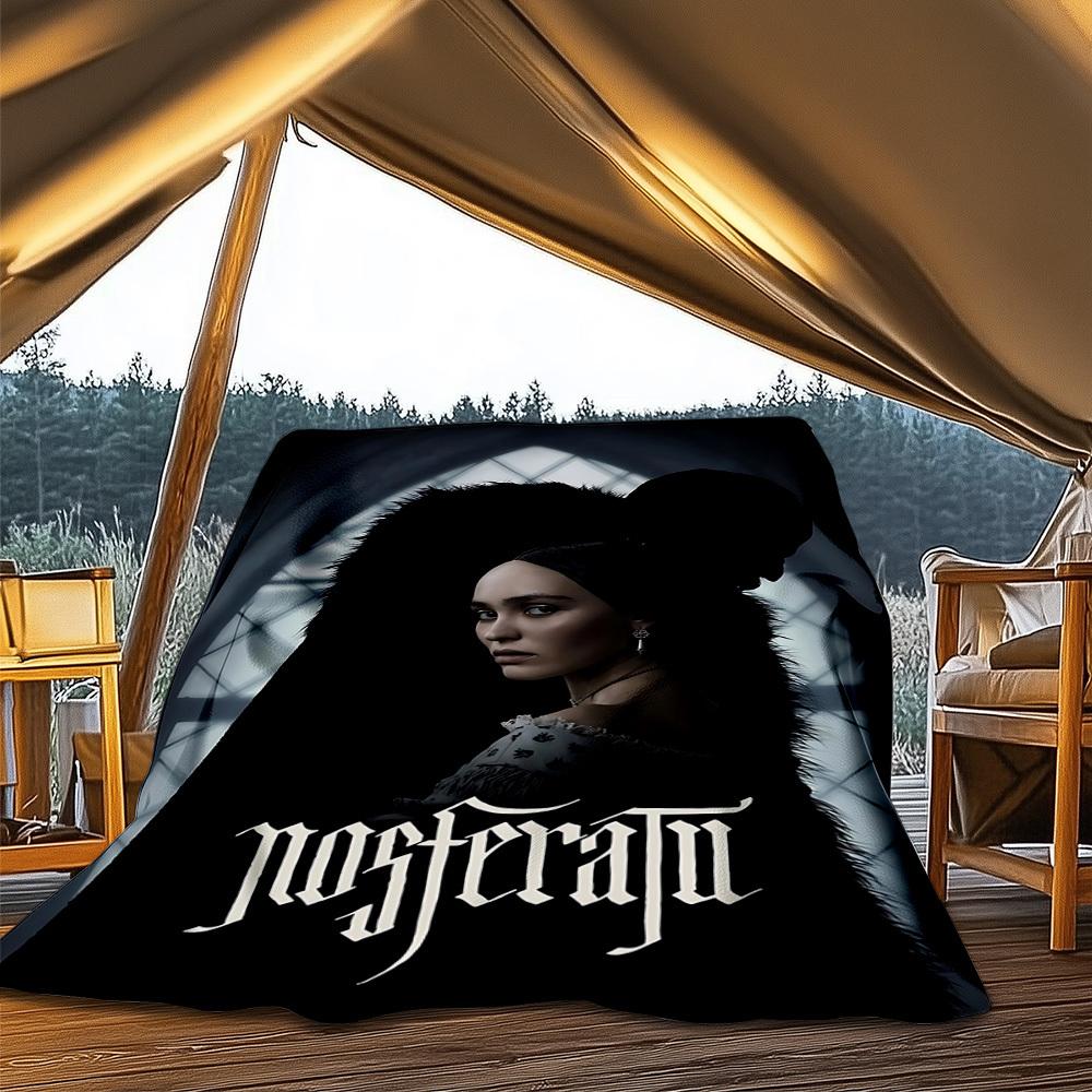 1pc Nosferatu, Dracula Outdoor Flannel Blanket Gift For Boys Girls Adults, Family Friends
