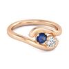 Blue Sapphire Stackable Dual Stone Ring - 925 Sterling Silver Rose Gold Vermeil