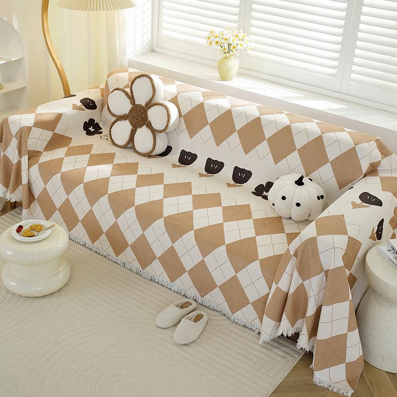 Chenille Boho Style Sofa Towel Dust-proof All-Season Universal for Living Room Camping Picnic Large Blanket Leisure Beach Towel