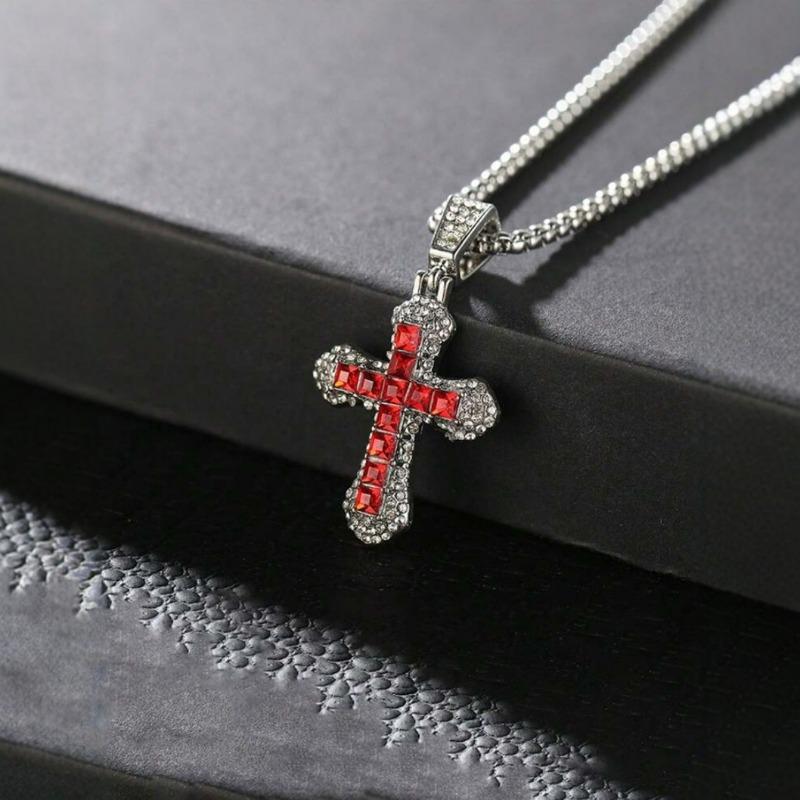 Cross with Diamond Pendant Necklace Autumn and Winter Long Sweater Chain Street Hip Hop Necklace
