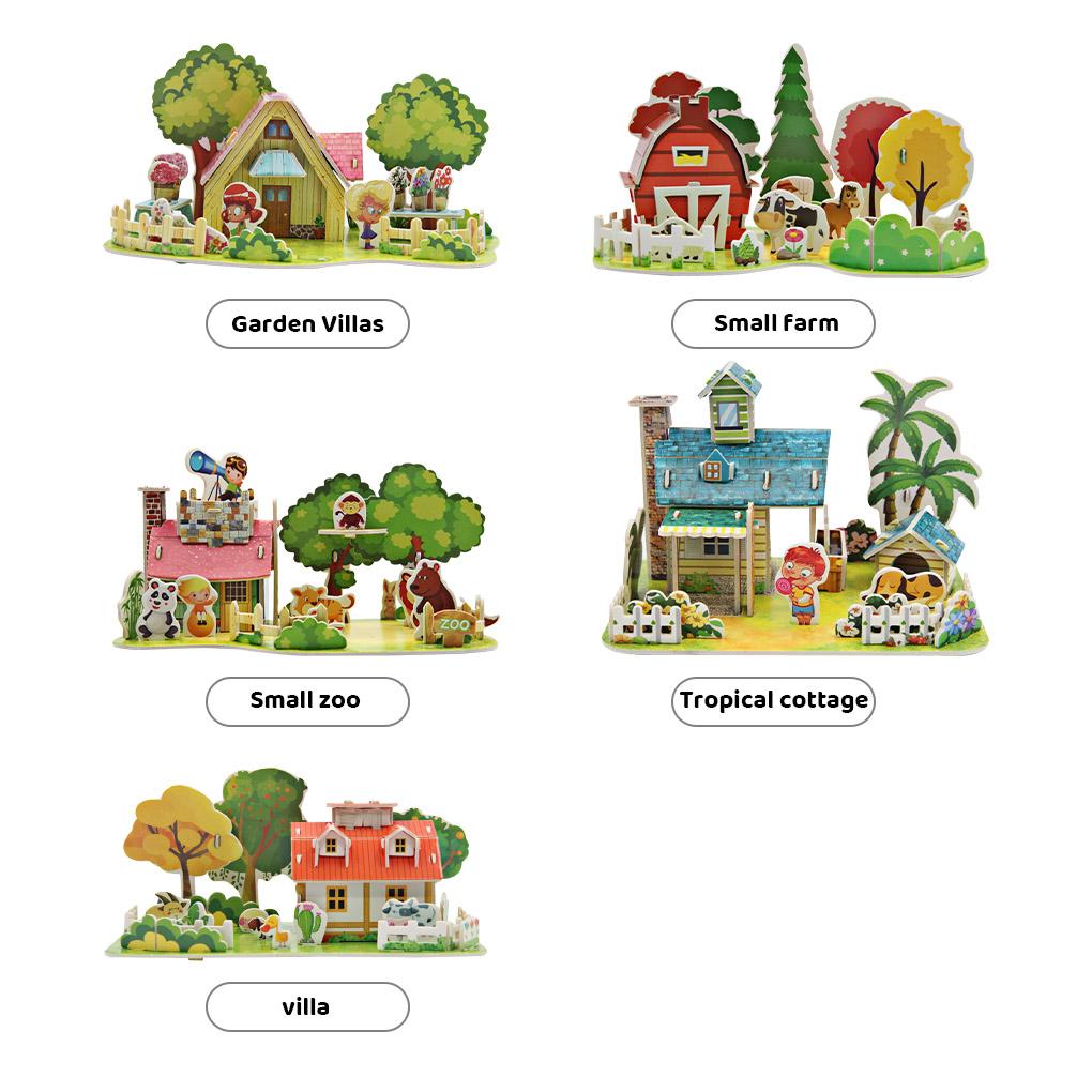 3D Paper Assembly House Model Children DIY Paper Building Architecture Model Kids Early Educational Toy Type 2