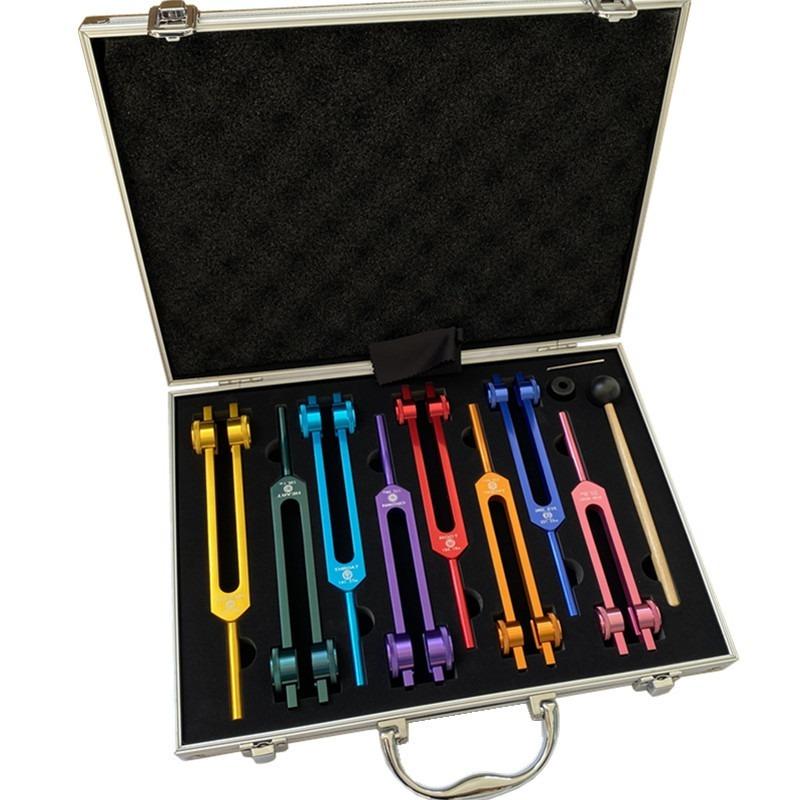 Colorful Aluminum Alloy Tuning Fork Set Resonance Tuning Forks for Healing Music Instrument Percussion Tuning Forks Healing Medical