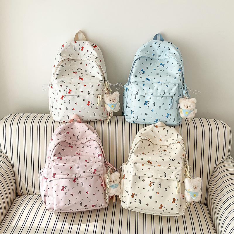 Schoolbag Korean version ins cartoon kitten backpack female college style student schoolbag cute sweet bow casual backpack