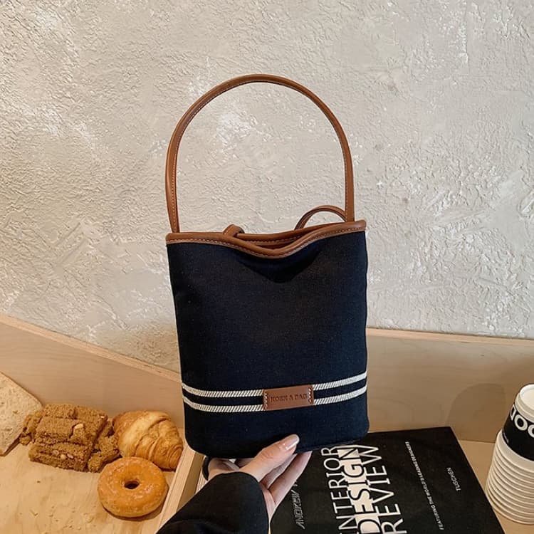Denim small bucket bag portable shoulder women s bag синий