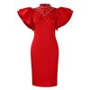 D560 Women's Sexy Beaded Lotus Sleeve Party Dress - 2025 Fashion African Style