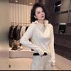 Women's High Neck Hooded Solid Sweatshirt - 2025 Spring/Autumn Fashion, Loose & Versatile Style