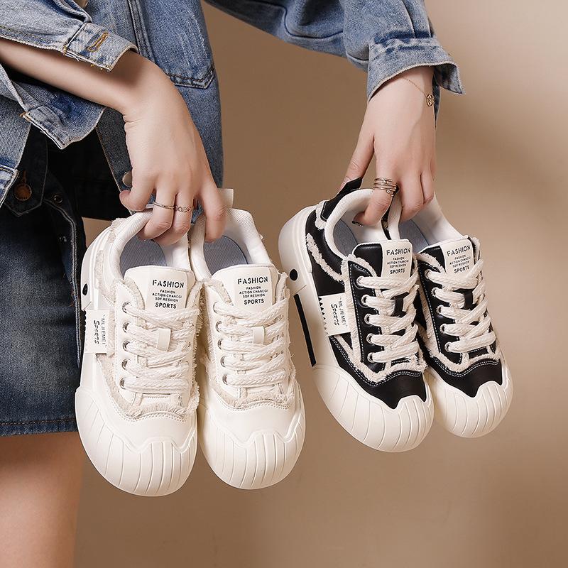 

High-end little white shoes 2025 spring and autumn new Korean version ins flat-bottomed casual board shoes women s versatile trend women s shoes 35 бежевый