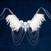 Lace Feather Shawl with Chain for Stage Performance and Fashion Costume