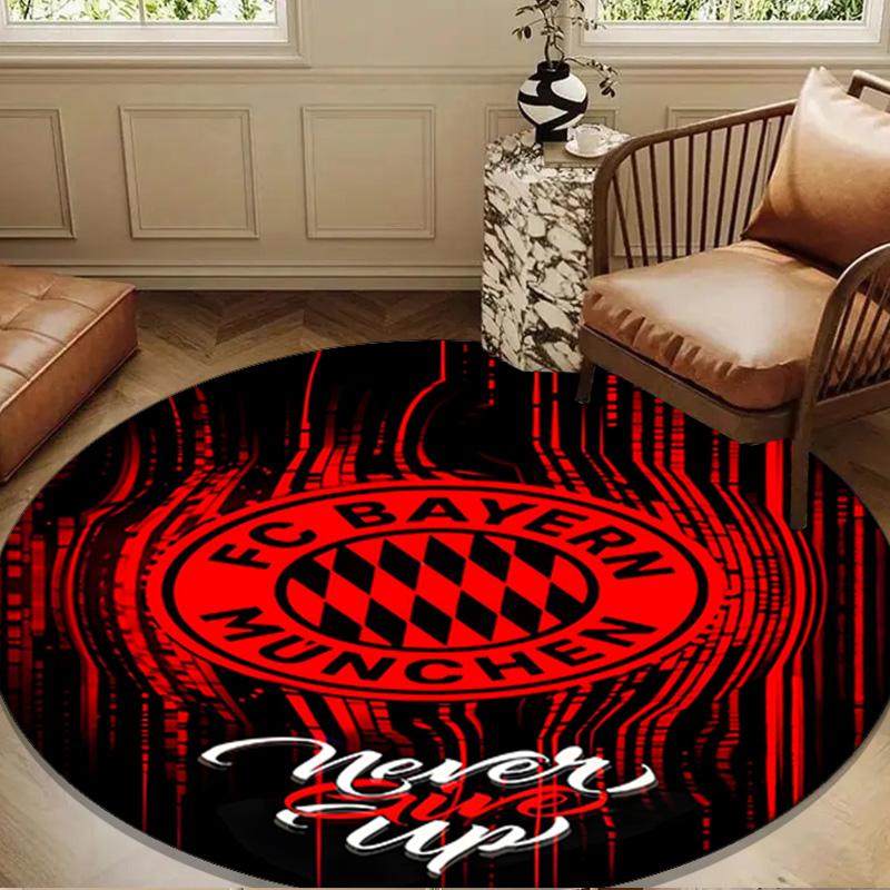 Football Club Neon Cityscape Round Rug for Livingroom,Bedroom, Palyroom, Chair Rug, Area rug, Circle Carpet, Large Size Fan Christmas gift