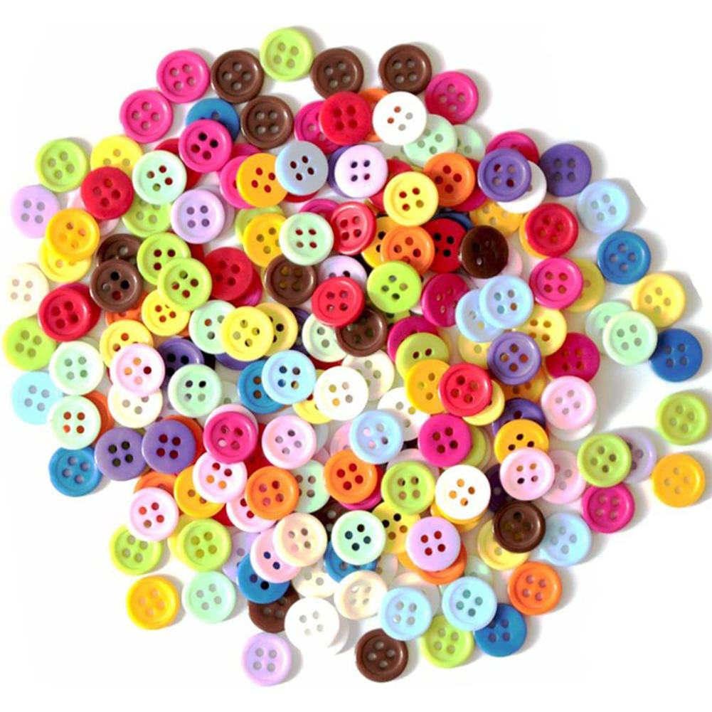 

100pcs Children Colorful Resin 4-hole Round Buttons Diy Paste Painting Buttons Creative Handmade Materials 13mm 100pcs random color #1
