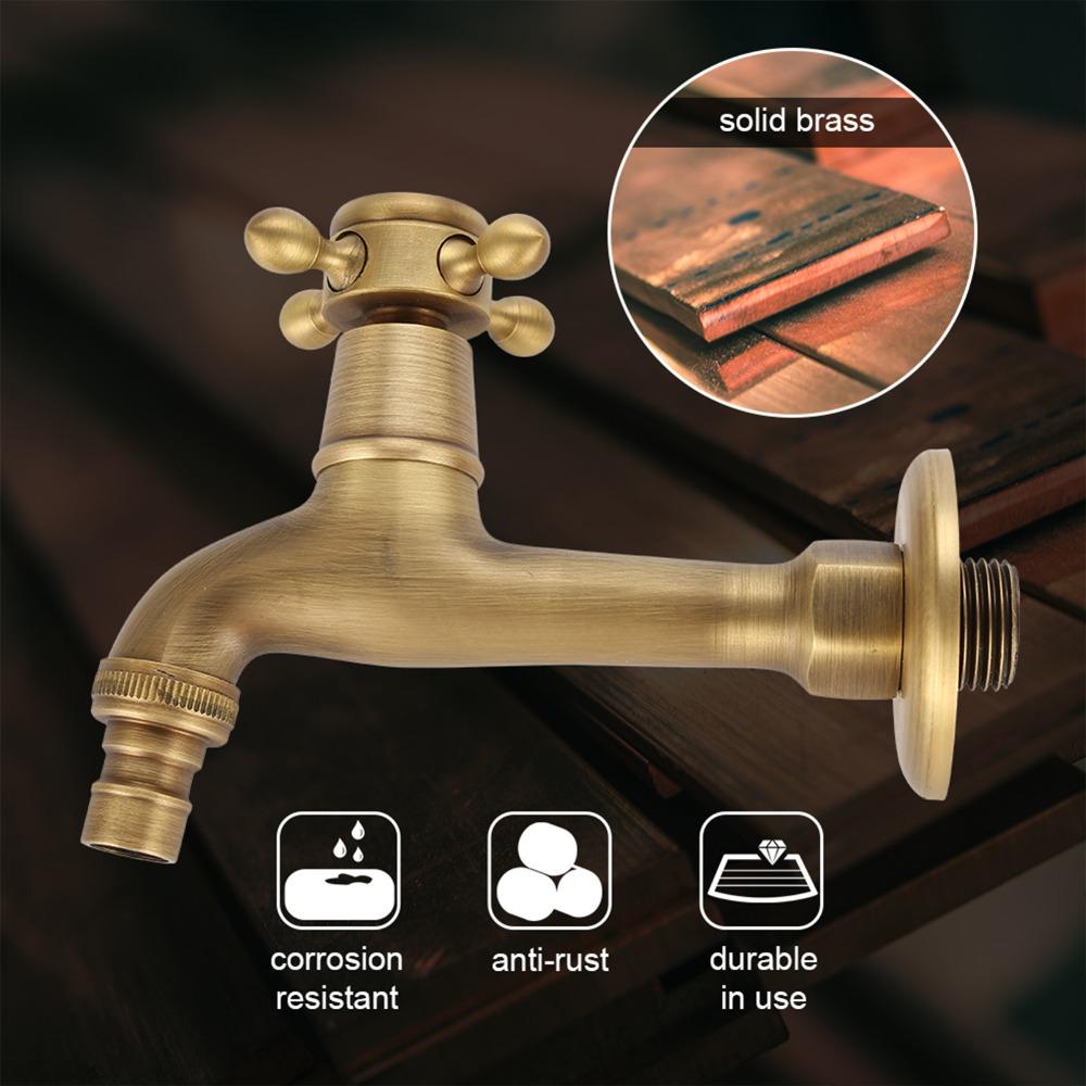 Antique Brass Faucet Wall Mounted Single Handle Washing Machine Faucet Single Cold Water G1/2" Connection Faucet Tap Sink