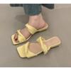 New Style Designer Summer Butterfly-knot Lace Women Slippers Casual Thick Low Heel Dress Street Style Slides Zapatos Mujer